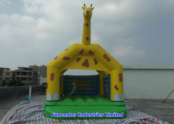 Yellow Giraffe Inflatable Outdoor Toys Blow Up Bouncy Castle Double Needle Safe Stitching