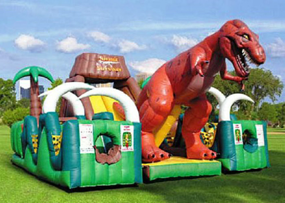 Outdoor Inflatable Amusement Park Frame Retardent With Large Blow Up Dinosour