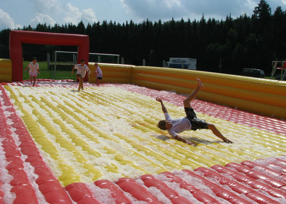 Waterproof Giant Inflatable Soccer Game , Blow Up Football Game Highly Safe Air Flap