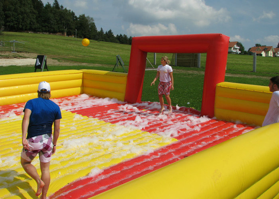 Waterproof Giant Inflatable Soccer Game , Blow Up Football Game Highly Safe Air Flap