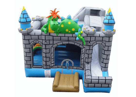 Dinosaur Design Bouncy Jumping Castles 0.55mm Thickness PVC Long Lifetime