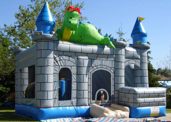 Dinosaur Design Bouncy Jumping Castles 0.55mm Thickness PVC Long Lifetime