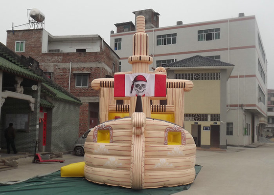 Pirate Ship Shaped Inflatable Outdoor Toys Quadruple Stitching OEM Accepted