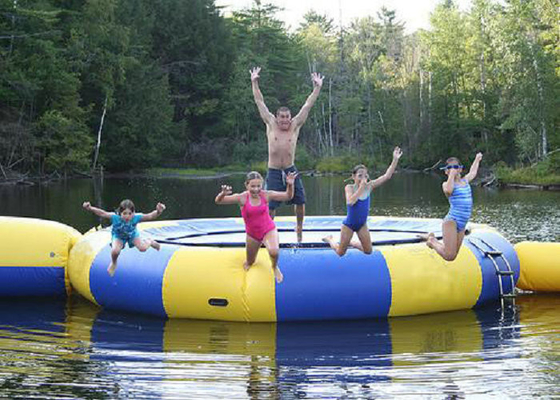 Kids And Adults PVC Inflatable Water Toys Floating Trampoline OEM / ODM Accepted