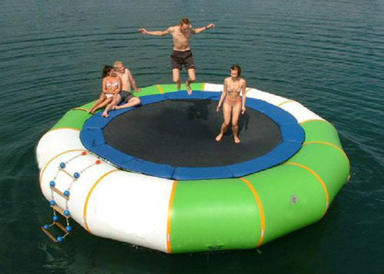 Lead Free Inflatable Lake Trampoline , Floating Water Trampoline High Temp Welded