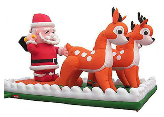 Santa Clause Inflatable Holiday Decorations With Reindeers Double Line Stitched