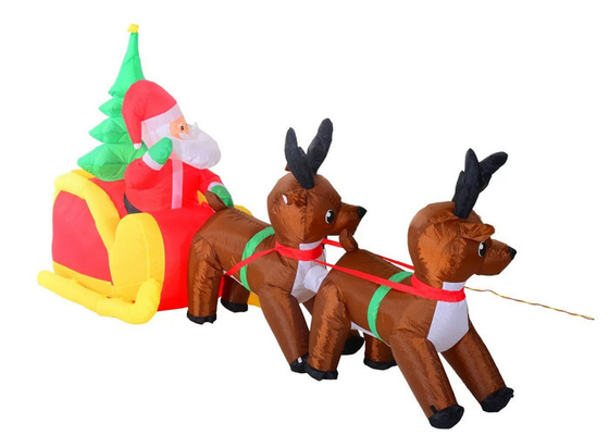 Santa Clause Inflatable Holiday Decorations With Reindeers Double Line Stitched