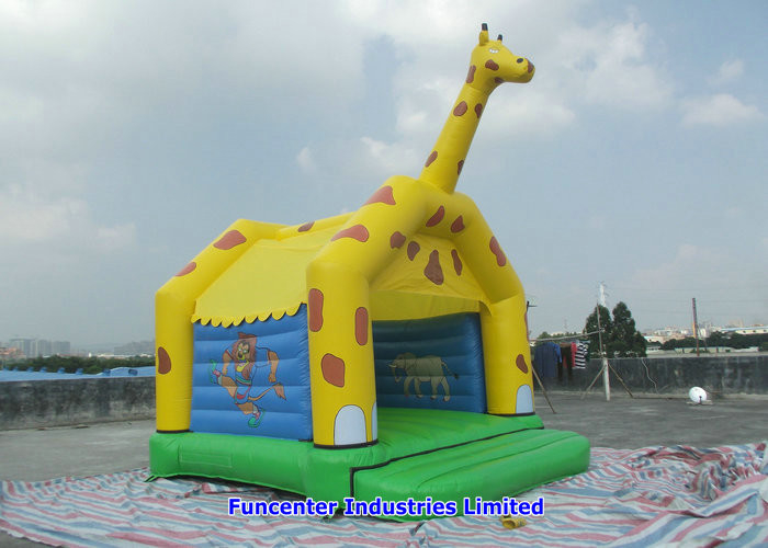 Yellow Giraffe Inflatable Outdoor Toys Blow Up Bouncy Castle Double Needle Safe Stitching