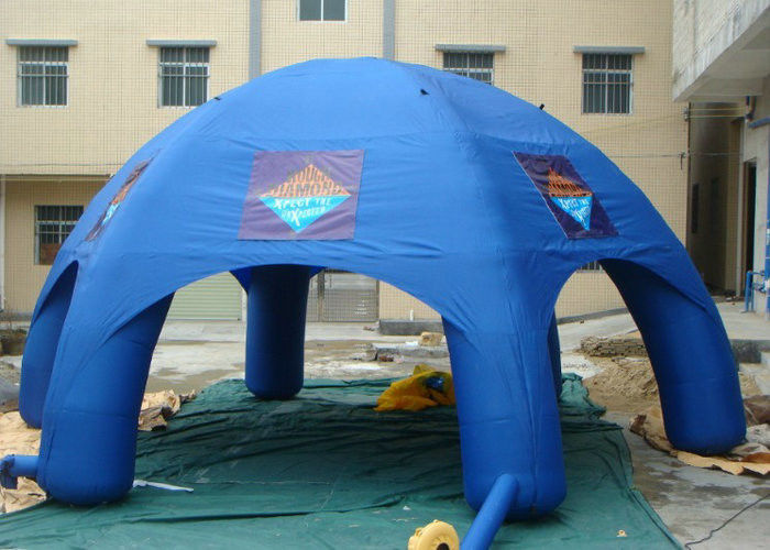 Blue Color Inflatable Air Tent , Inflatable Lawn Tent High Stress Reinforced Points